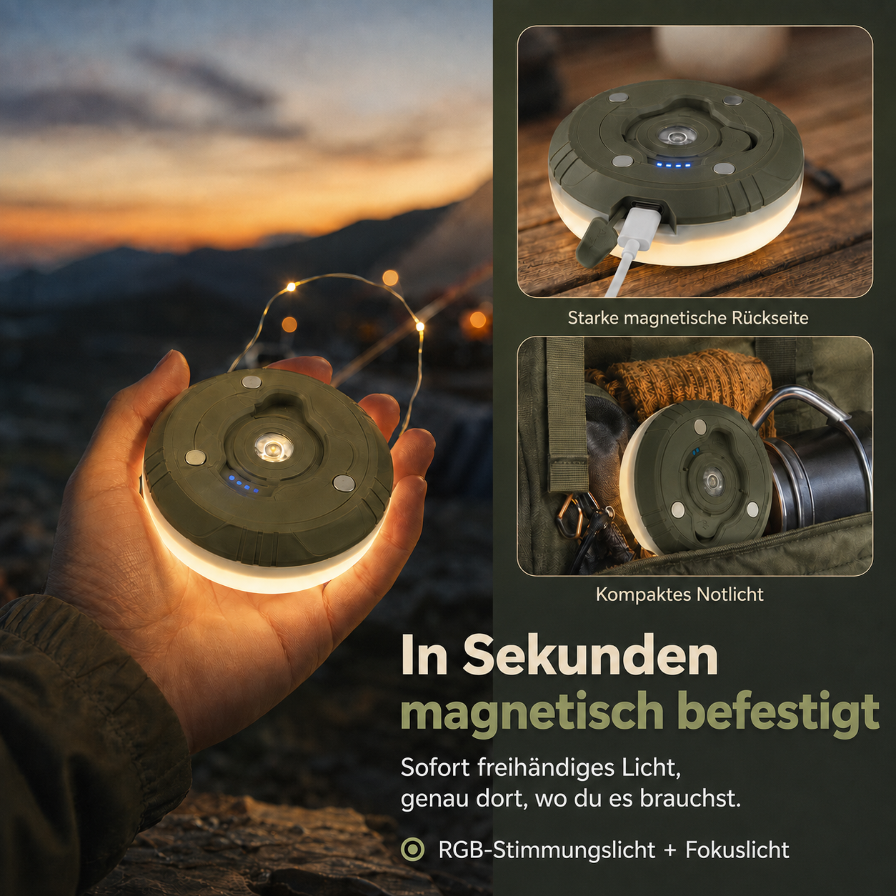 CampGlow Einziehbare Lichter