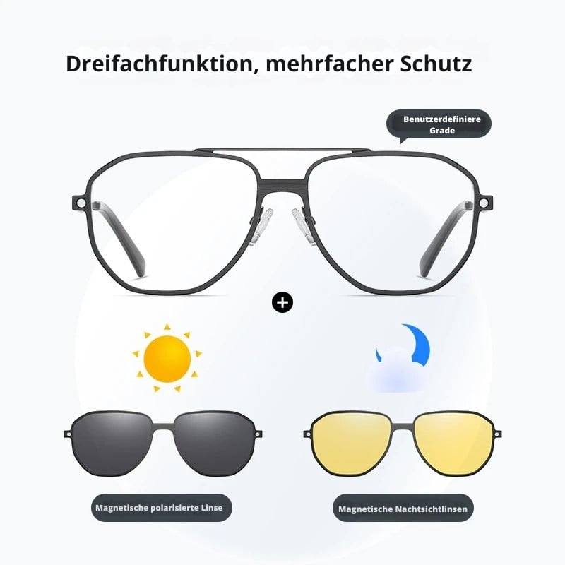 3-in-1 Magnetische Clip-On Brille