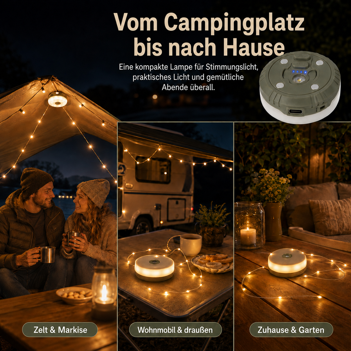 CampGlow Einziehbare Lichter